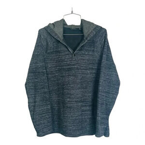 Marc Anthony Hooded Sweatshirt Slim Fit Hoodie Dark Gray Buttons Men Size Medium